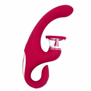 Sandra 3-in-1 rabbit vibrator in red - front view