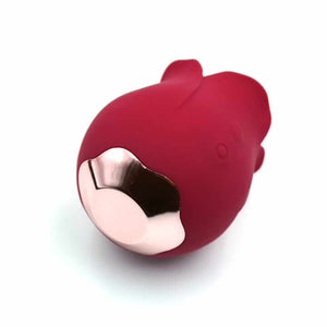 Rose tongue licking vibrator - pink flower design front view