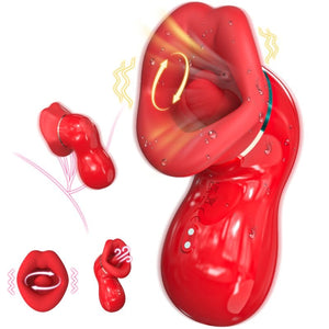 Lip Kiss 3-in-1 Tongue Vibrator - White Background Product View