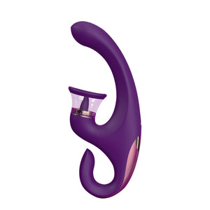 Sandra 3-in-1 rabbit vibrator in purple - front view