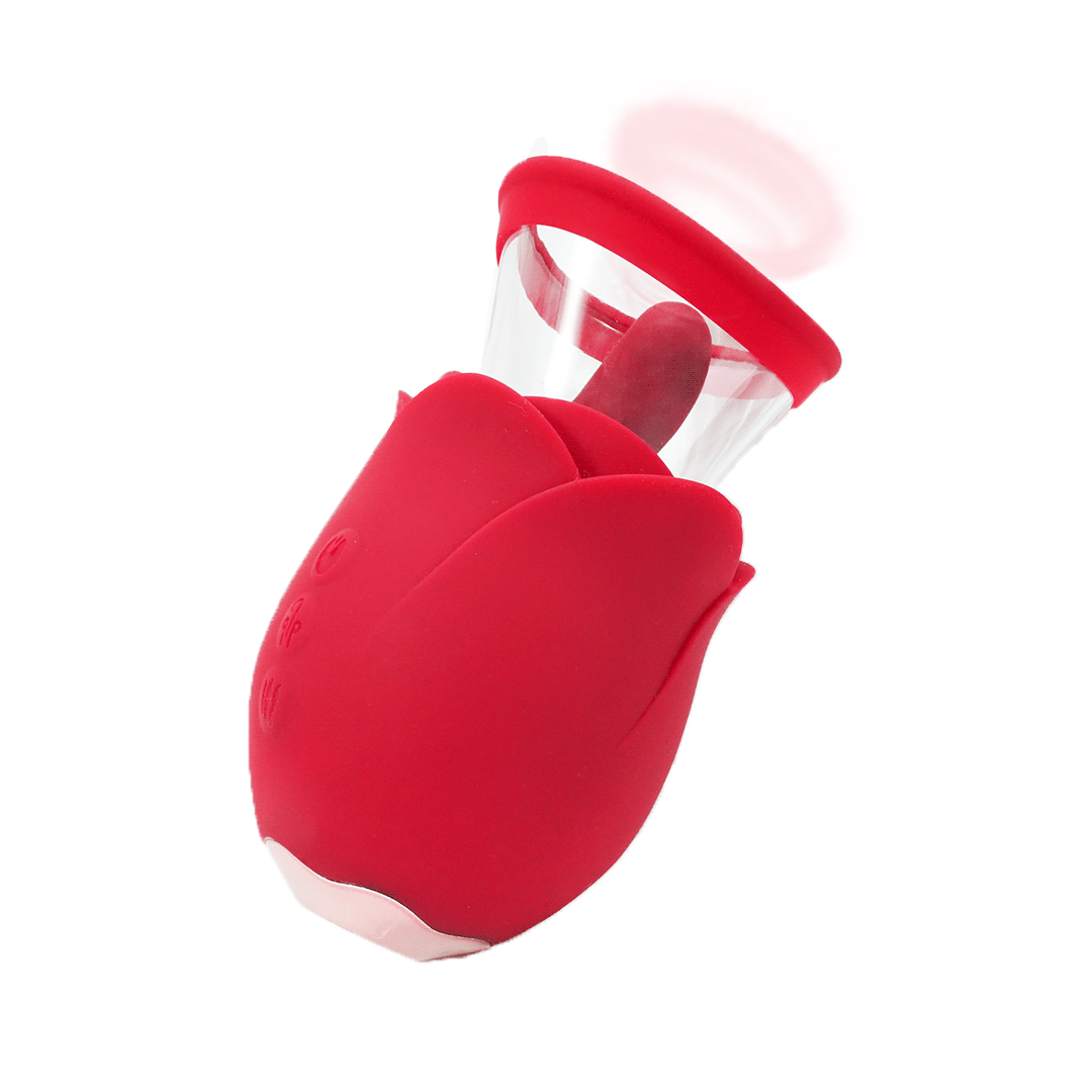 Flower Dance 4 tongue licking vibrator GIF - clitoral stimulation motion demonstration