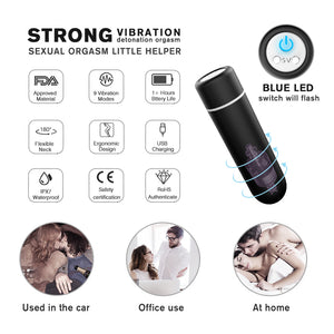 Whisper-quiet black bullet vibrator, under 50dB