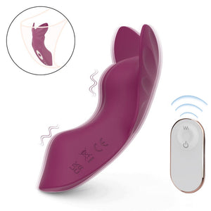 Lily Butterfly wearable panty vibrator in wine red with wireless remote control (With Remote version)
