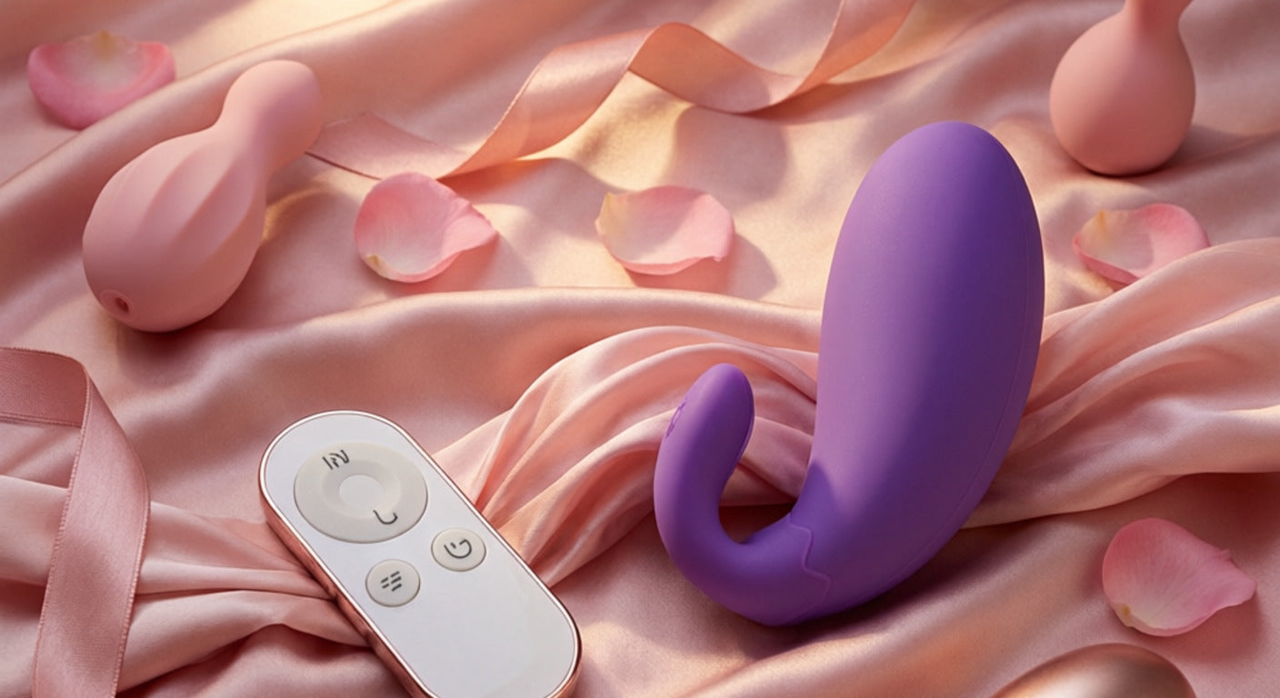 Best couples vibrators 2026 — remote egg and wearable toys on pink silk