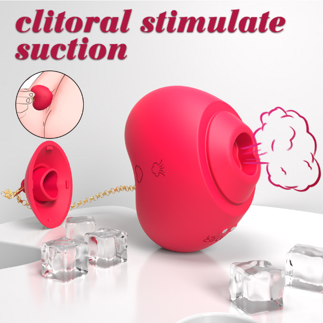 Cupid's Heart clitoral suction vibrator in rose red — air-pump suction