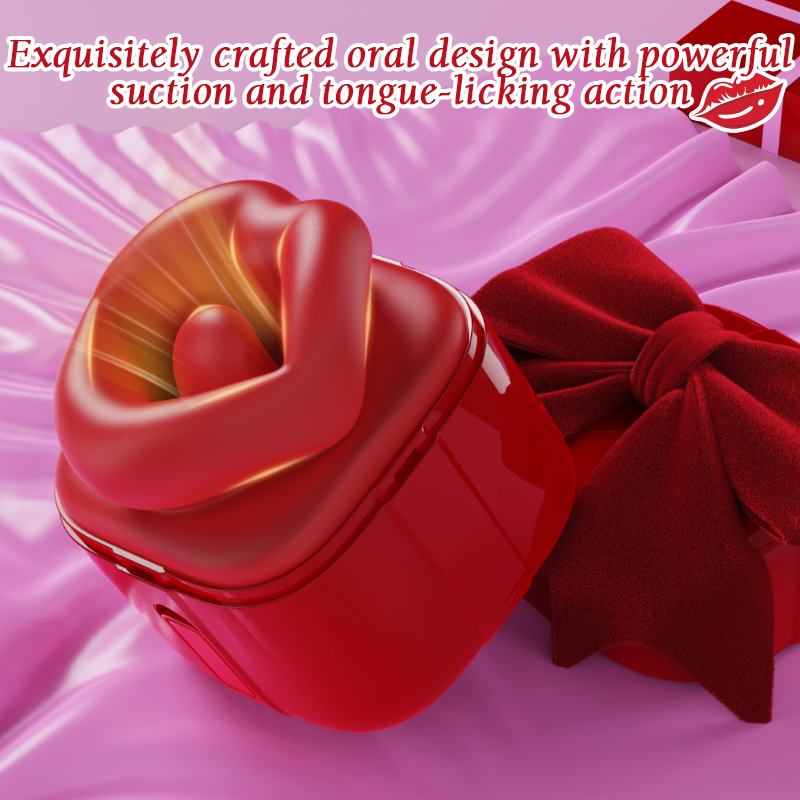 Kiss Box mouth-shaped head with tongue for suction and licking