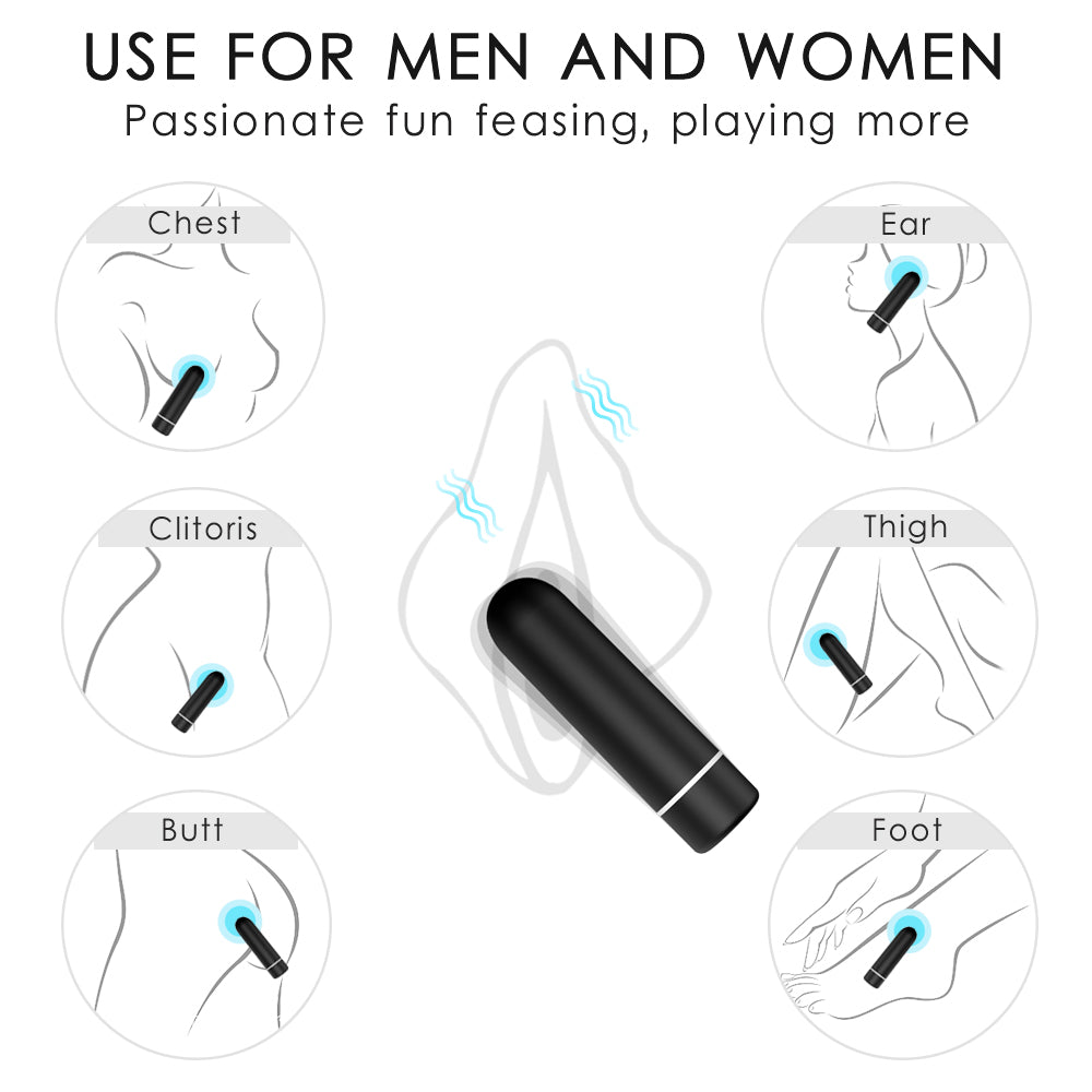 Pocket-size black bullet vibrator for beginners