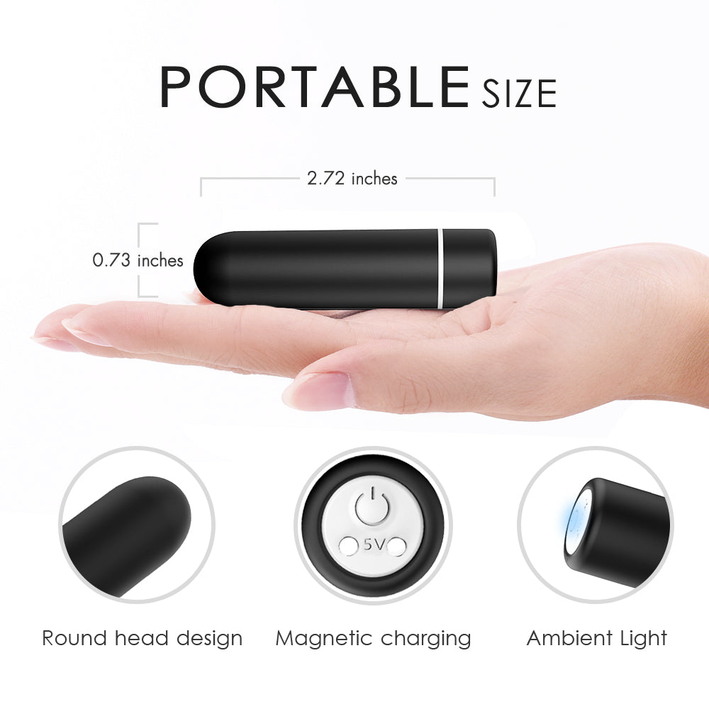 Black mini bullet vibrator with wireless remote control — 9 vibration modes