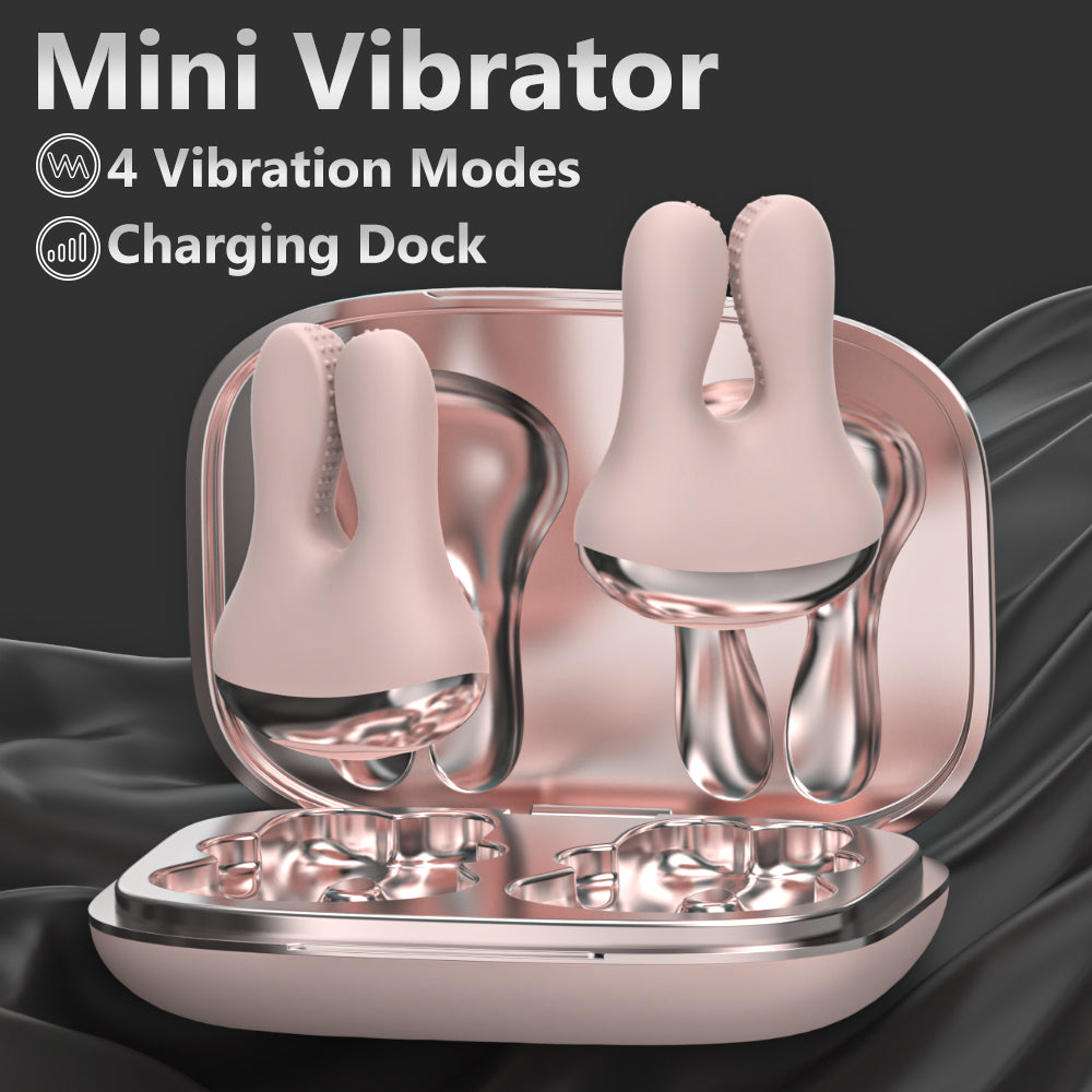 Rabbit Pods bunny-shaped nipple clamps with charging dock — 4 vibration modes
