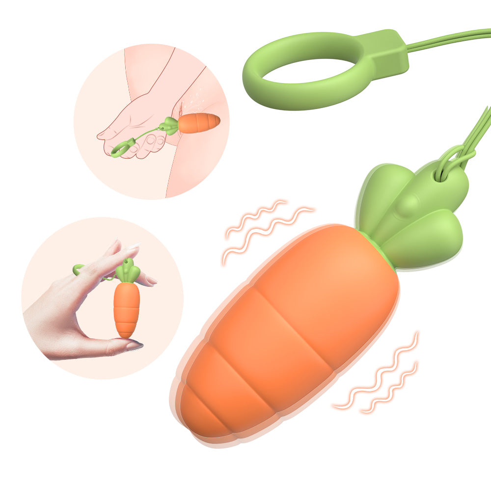 Carrot mini vibrator in orange with pull ring