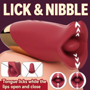 Sex Lips lick and nibble — tongue licks while the lips open and close