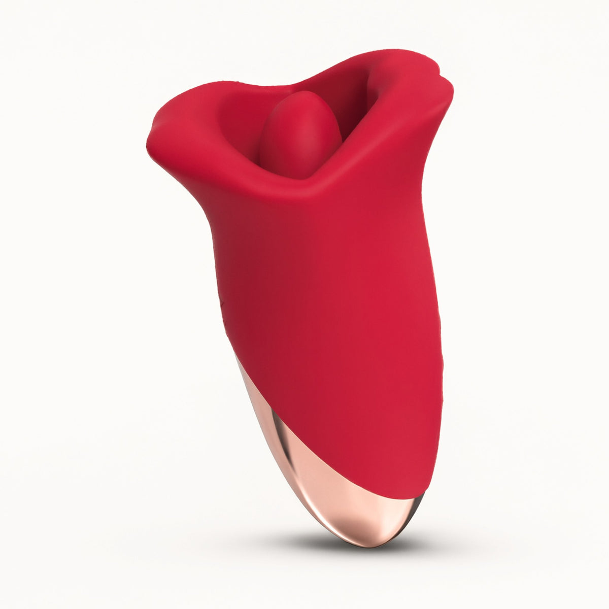 Sex Lips mouth vibrator in rose red — lip-shaped licking vibrator with soft tongue